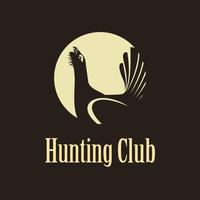 The emblem of the hunting club. Grouse and moon. vector