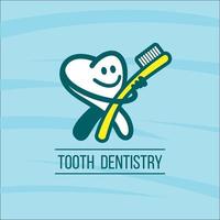 Dentist tooth and toothbrush. Vector logo of the dental clinic. The oral hygiene. 3