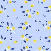 Cute floral seamless pattern with branches and berries.  For printing on paper, textiles of all sizes. Vector illustration.