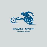 The disabled person athlete in a wheelchair. Paralympic games. Monochrome vector logo.