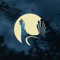 Grouse and moon, the silhouette. Emblem, logo. vector