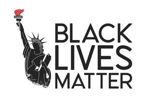 las vidas de los negros son importantes. silueta de la estatua negra de la libertad. ilustración vectorial. vector