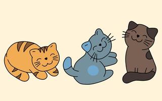 Set of Cute Cats Kitty Cartoon Animal Pet Character Happy collection illustration vector