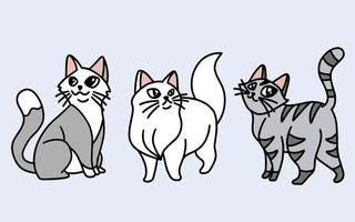 conjunto de gatos lindos gatito dibujos animados animal mascota personaje feliz colección ilustración vector