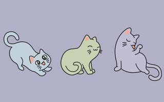 conjunto de gatos lindos gato gatito dibujos animados animal mascota personaje feliz colección ilustración vector