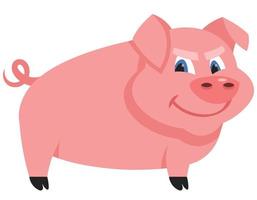 Male pig side view. Farm animal in cartoon style. vector