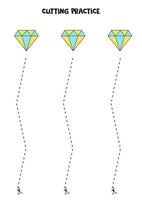 Práctica de corte para niños con bonitos diamantes. vector