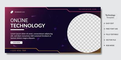 horizontal web banner template for technology. vector