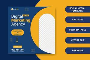 Creative business agency social media post banner template. good for web advertising, website ads and any marketing. fully editable. vector