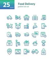 Food Delivery gradient icon set. vector