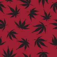 pattern of black hemp on a red background. Marijuana pattern on a red background vector