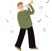 man with megaphone trumpet player playing the trumpet guy musician 12 Days of Christmas Day 11 vector