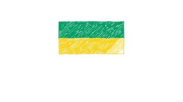 Marcador de bandera de Gabón o animación de dibujo de lápiz de color video