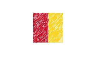 Guinea Flag Marker or Pencil Color Sketch Animation video