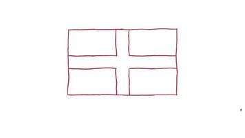 England Flag Marker or Pencil Color Sketch Animation