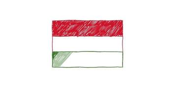 Marcador de bandera de Gambia o animación de dibujo de lápiz de color