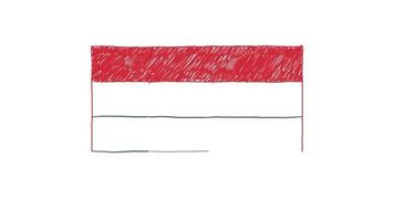 marqueur de drapeau de la hongrie ou animation de croquis de couleur au crayon video