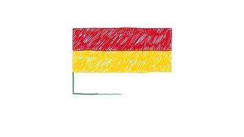 marqueur du drapeau du ghana ou animation de croquis de couleur au crayon video