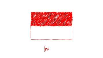 Indonesia Flag Marker or Pencil Color Sketch Animation video