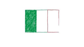 Italien-Flaggenmarker oder Bleistift-Farbskizzenanimation video