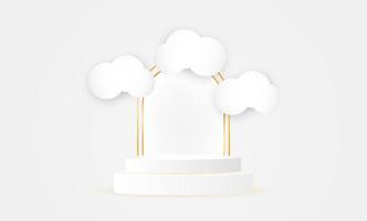 3d white and gold podium vector background design