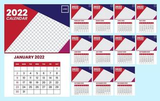 Plantilla de calendario 2022 vector