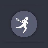 Lacrosse player icon, lacrosse sign, flat icon, lacrosse symbol, vector illustration