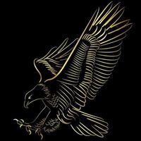 Blad Eagle flying over black background vector