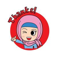 Thanks - Cute Hijab Girl Sticker vector