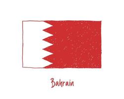 Bahrain Flag Realistic Marker or Pencil Color Sketch vector