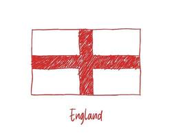 England Flag Marker or Pencil Sketch Illustration Vector