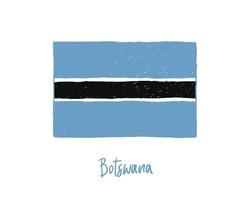 Botswana Flag Realistic Marker or Pencil Color Sketch vector