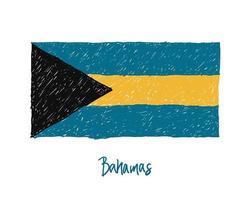 bandera de bahamas realista marcador de color o lápiz boceto vector