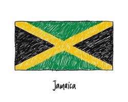 Jamaica Flag Marker or Pencil Sketch Illustration Vector