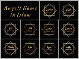 Establecer colección de nombres de ángeles en el Islam. vector