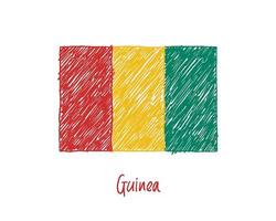 Marcador de bandera de Guinea o vector de ilustración de dibujo a lápiz