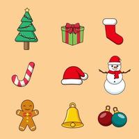 Conjunto de lindos elementos decorativos navideños e iconos ilustración vectorial. vector