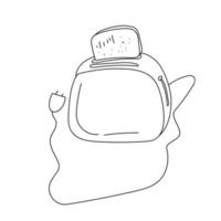 Doodle toaster with a slice of bread, coloring page kitchen appliance, toast for breakfast vector illustration