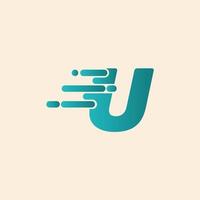 Initial Letter U Fast Speed Logo Design Template. Drop icon vector