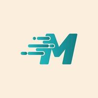 Initial Letter M Fast Speed Logo Design Template. Drop icon