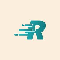 Initial Letter R Fast Speed Logo Design Template. Drop icon vector