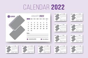 Calendar 2022, Desk Calendar Template Design Vector