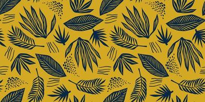 Abstract art seamless pattern with tropical leaves. Modern exotic design vector