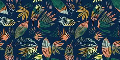 Abstract art seamless pattern with tropical leaves. Modern exotic design vector