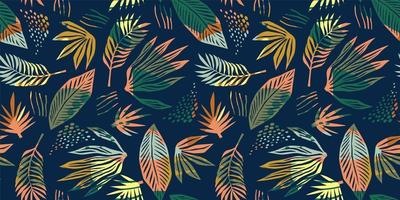 Abstract art seamless pattern with tropical leaves. Modern exotic design vector
