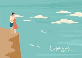 Romantic illustration with man and woman. Love, love story, relationship. Vector design