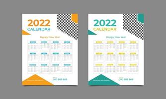 2022 corporate wall calendar vector design template.