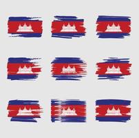 trazos de pincel de bandera de camboya pintados vector