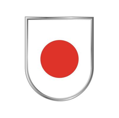 Japan flag with silver frame vector design