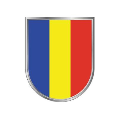 Romania or Chad flag with silver frame vector design